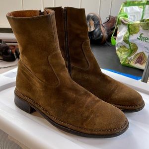 John Varvatos brown suede zip boot.